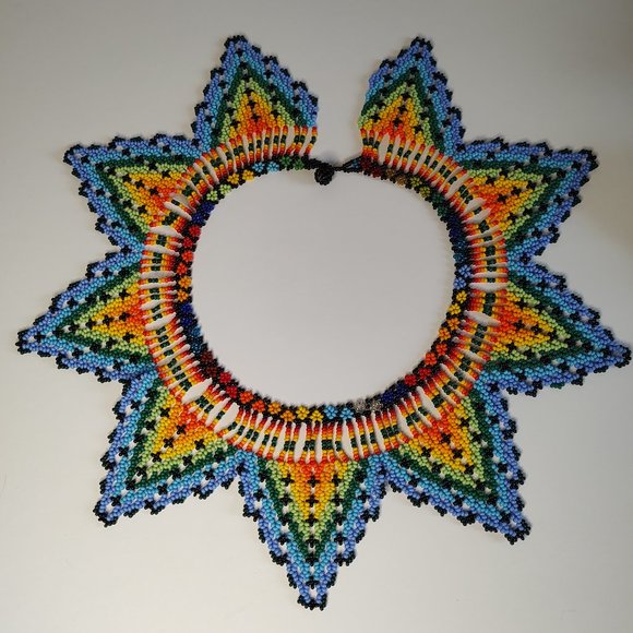 Large Colombian Mostacilla / Beaded handmade necklace, unique and elegant. - Picture 4 of 5